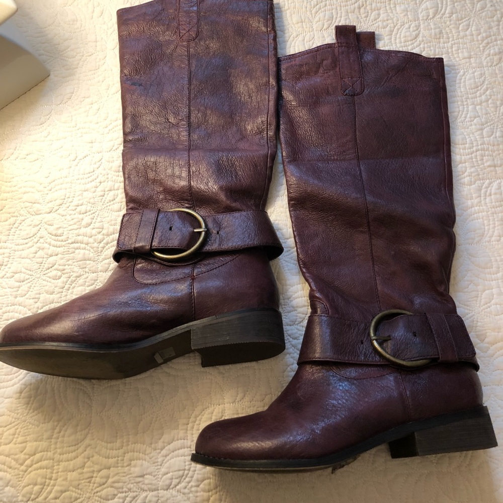 Plum leather boots